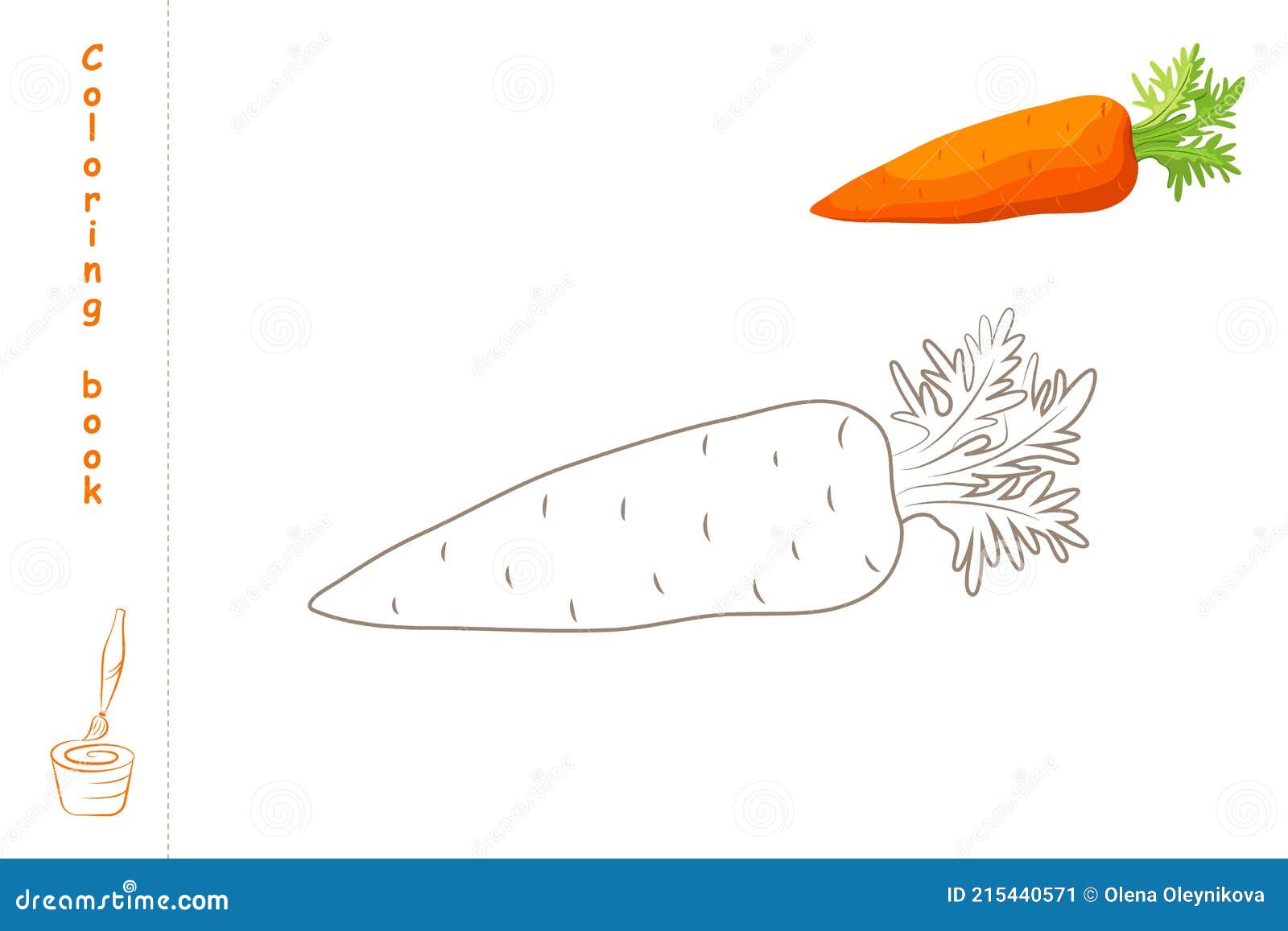 Coloring book carrot with example stock vector