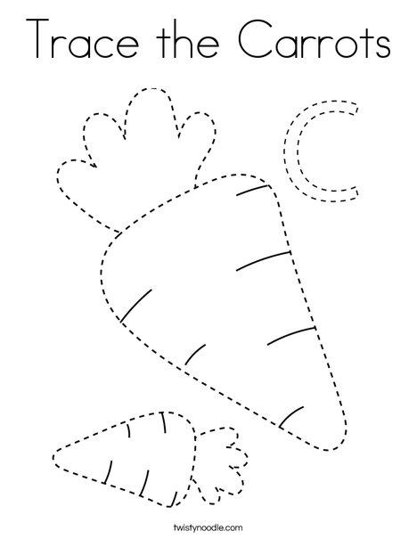 Trace the carrots coloring page
