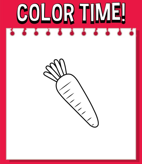 Premium vector worksheets template with color time text and carrot outline
