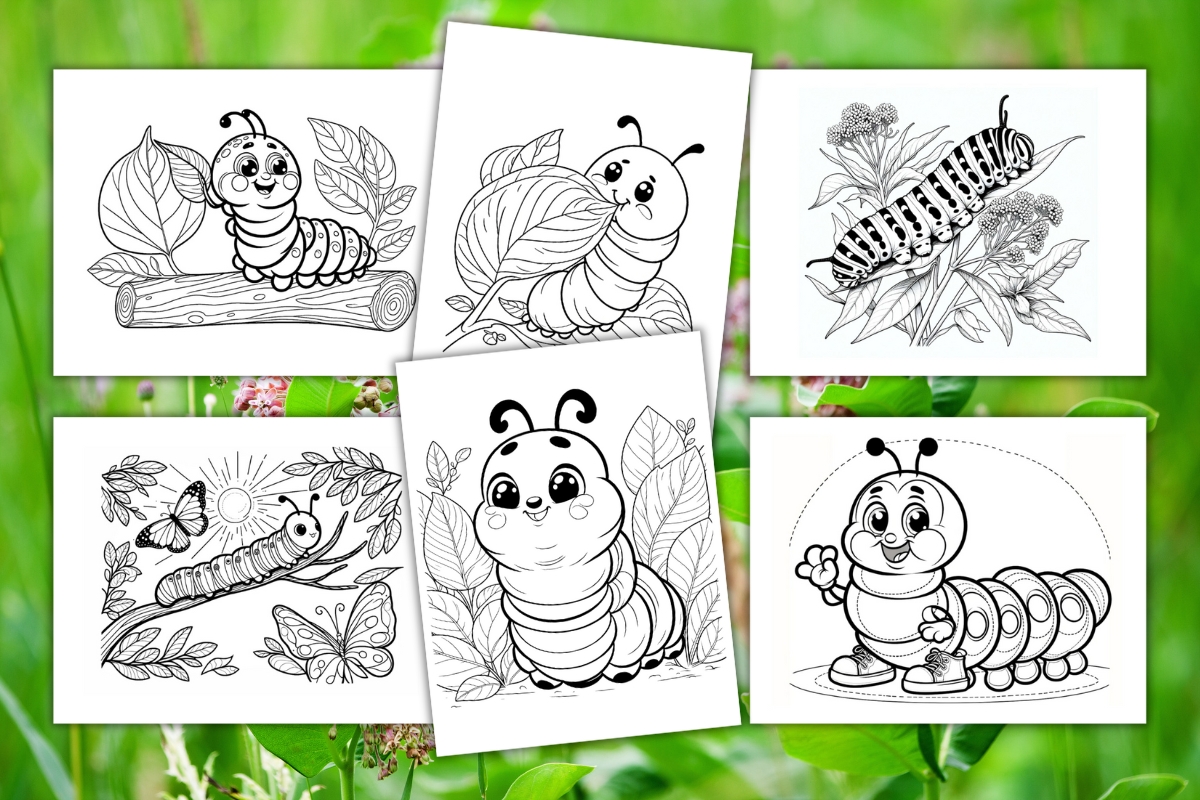 Free caterpillar coloring pages for kids