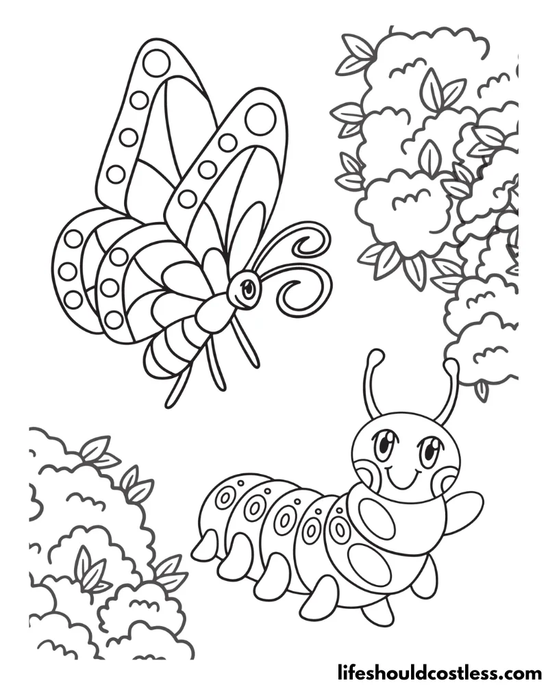 Caterpillar coloring pages free printable pdf templates