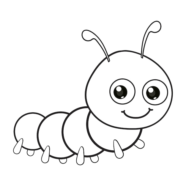 Premium vector coloring pages or books for kids cute caterpillar cartoon black and white