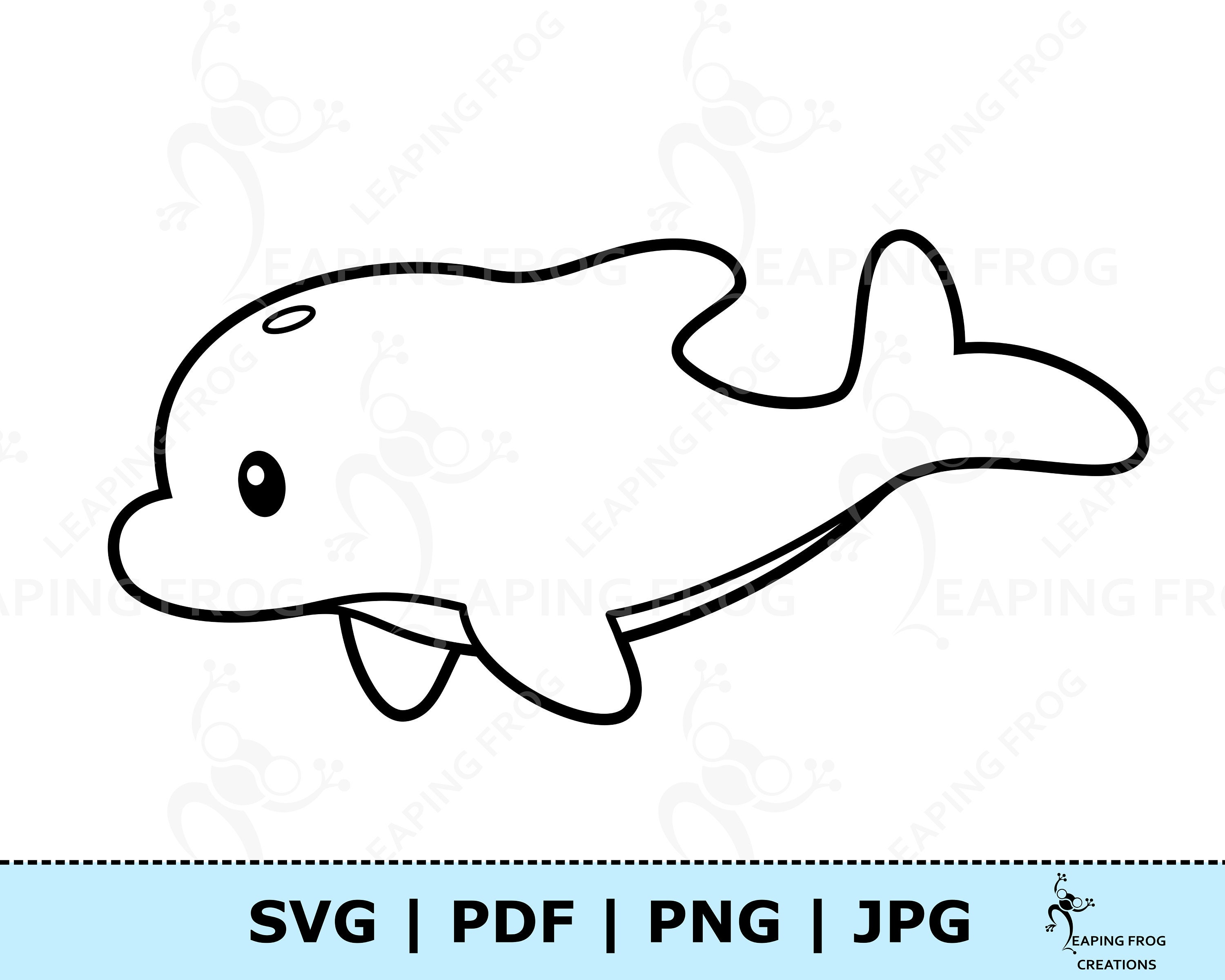 Cute baby dolphin coloring page jpg pdf svg png dolphin jpg digital download vector black and white outline baby animal coloring page instant download