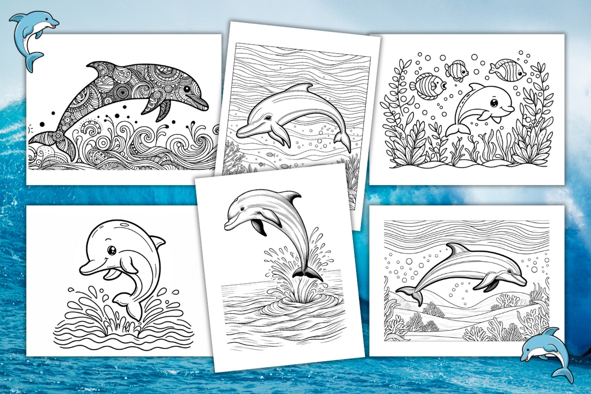 Free dolphin coloring pages for kids