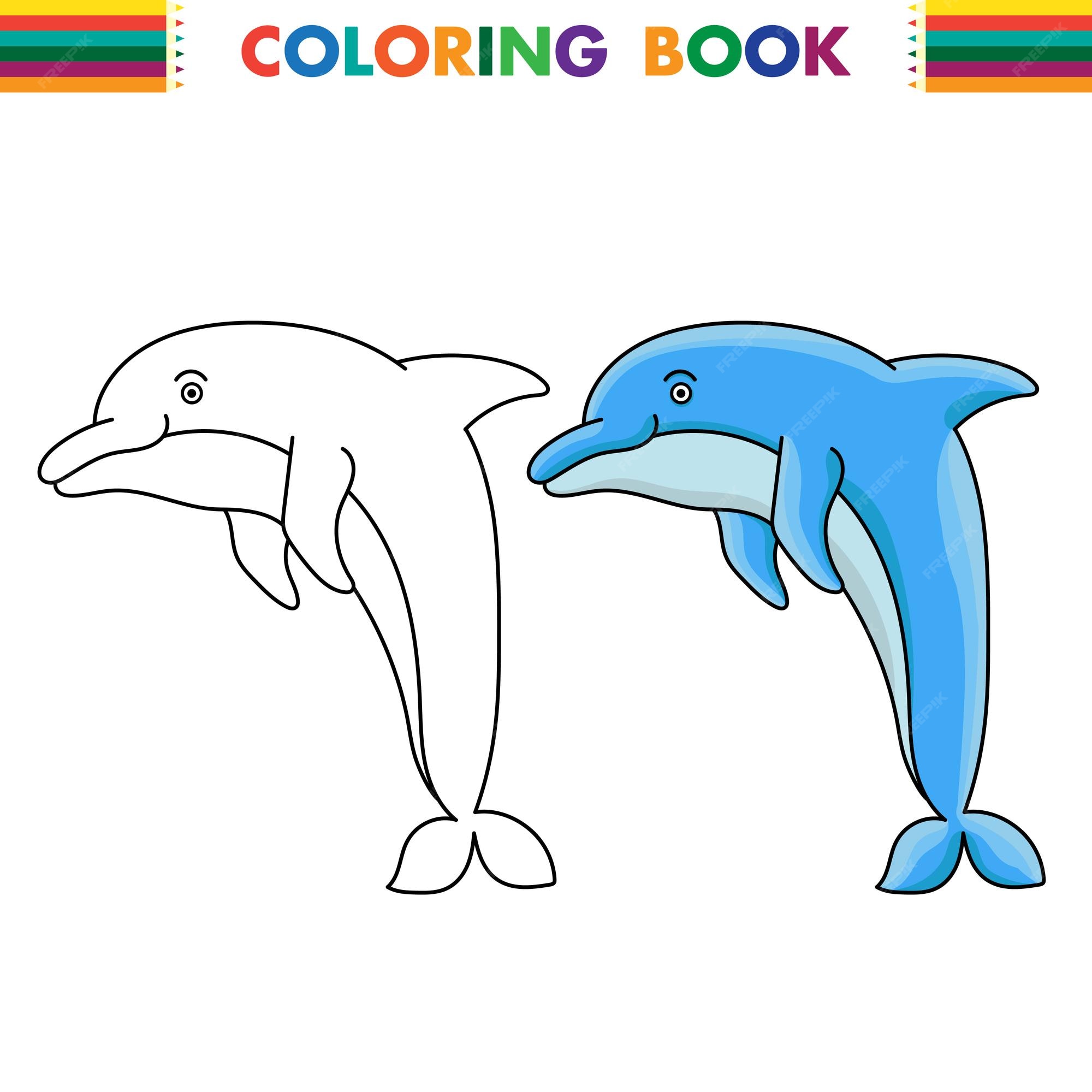 Premium vector outlined dolphin for coloring page isolated on white background