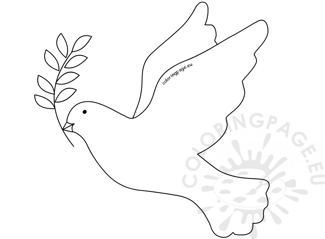 Dove with olive branch template coloring page