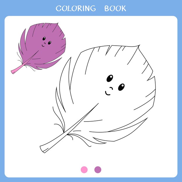 Premium vector vector illustration of cute feather for coloring book