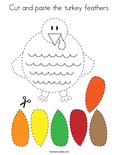 Cut and paste the turkey feathers coloring page
