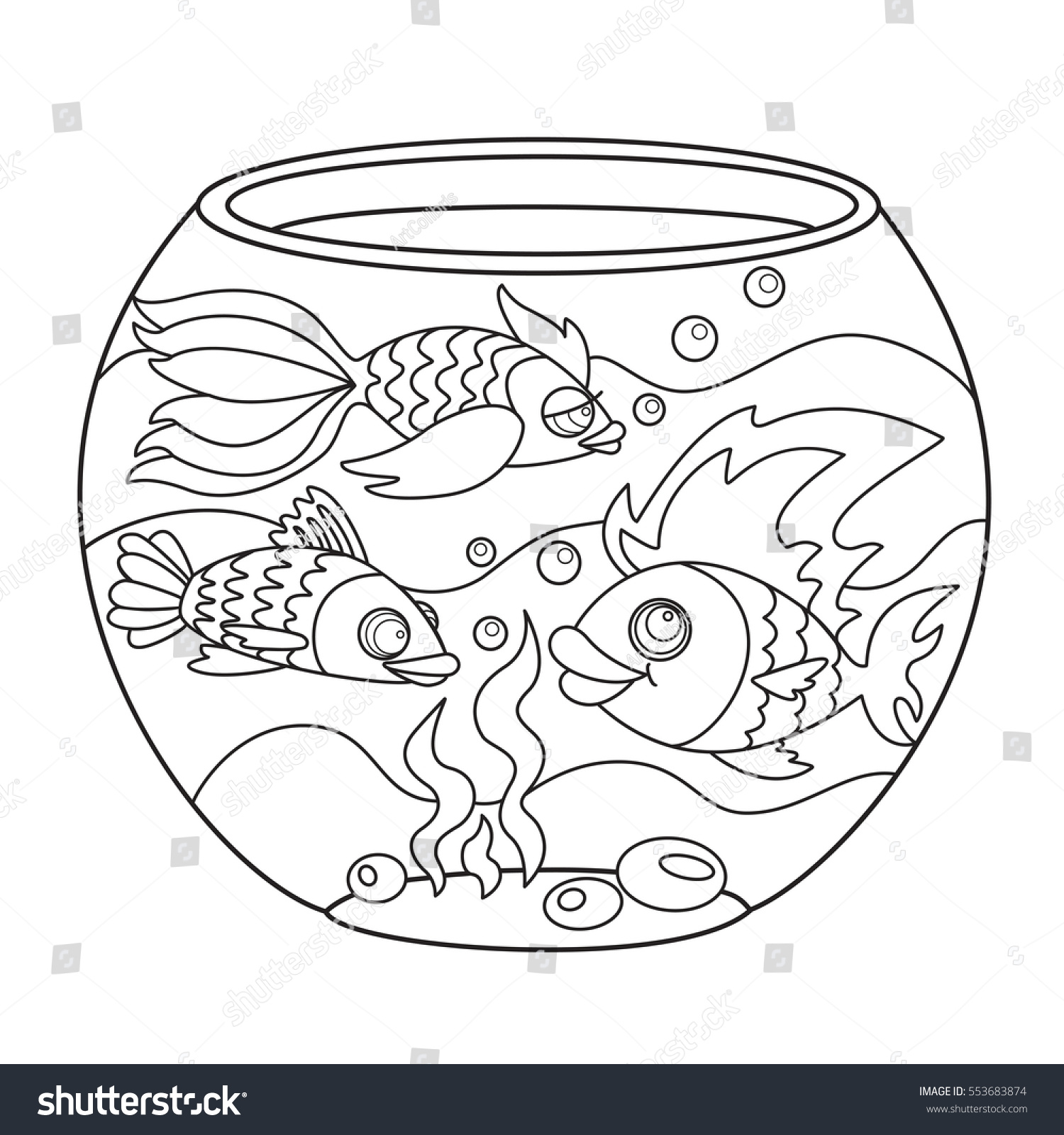 Fish fishbowl drawing painting coloring stock vector royalty free