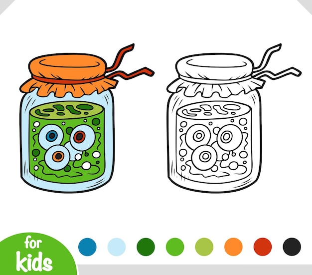 Premium vector coloring book for kids jar of witch potion