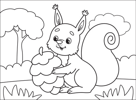 Squirrel coloring page free printable coloring pages