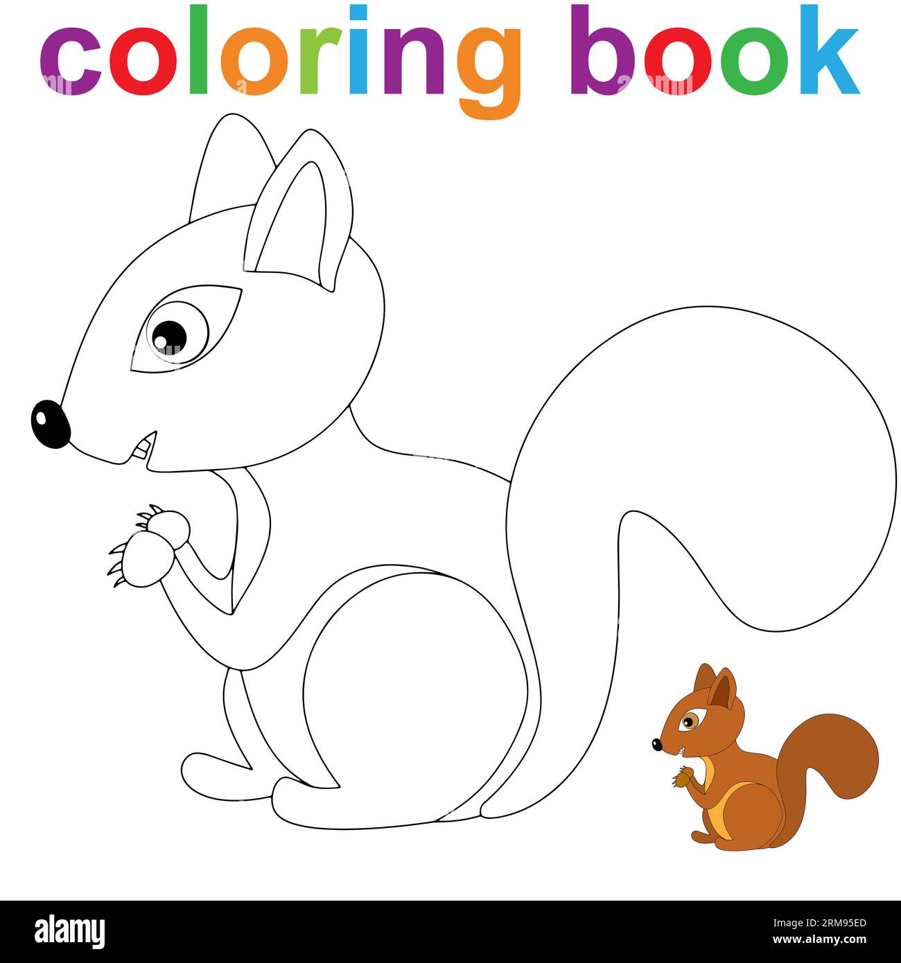 Coloring book page template with cute squirrel for kids vector illustration eps stock vector image art