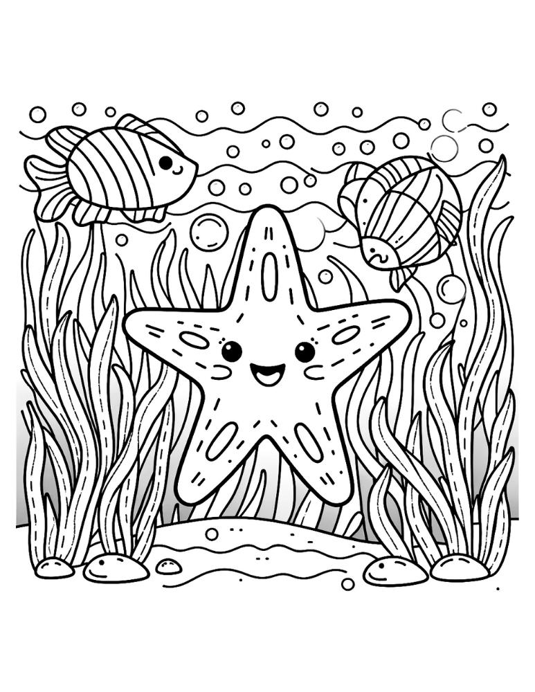 Free starfish coloring pages for kids