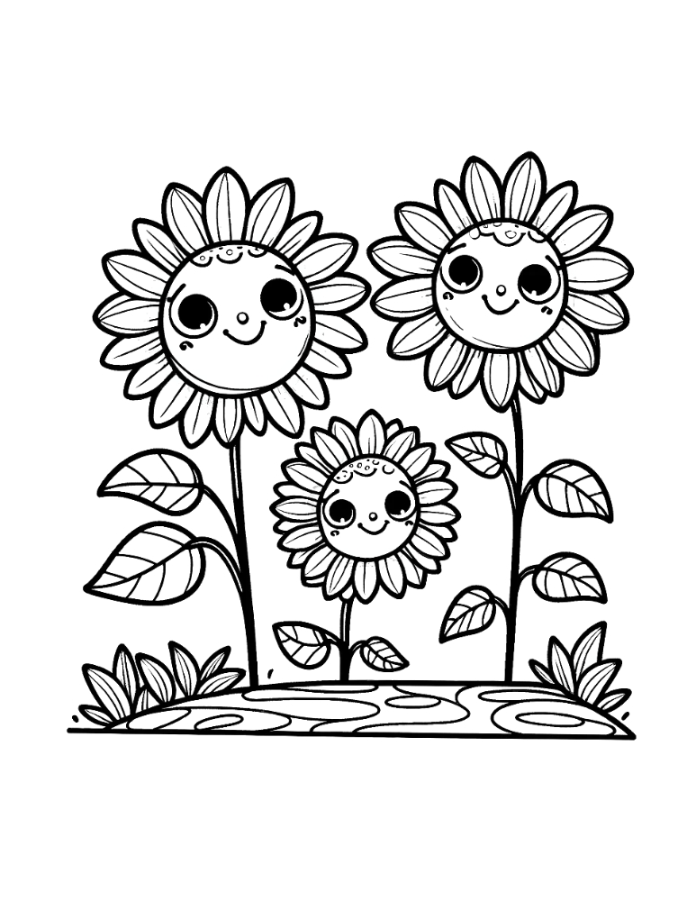 Free printable sunflower coloring pages