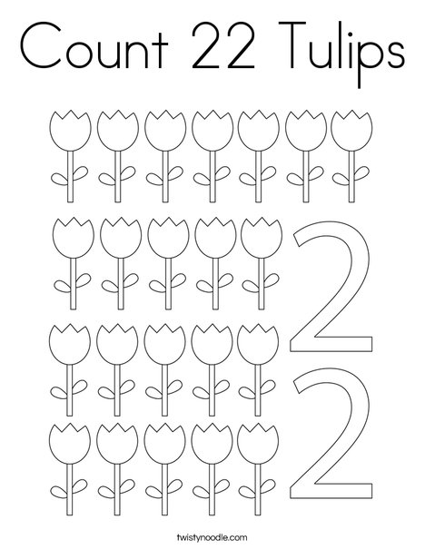 Count tulips coloring page