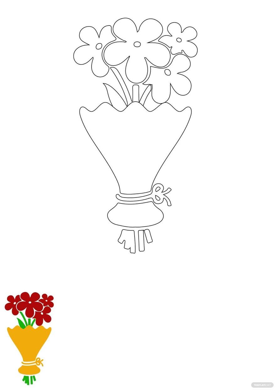 Free flower bouquet coloring page