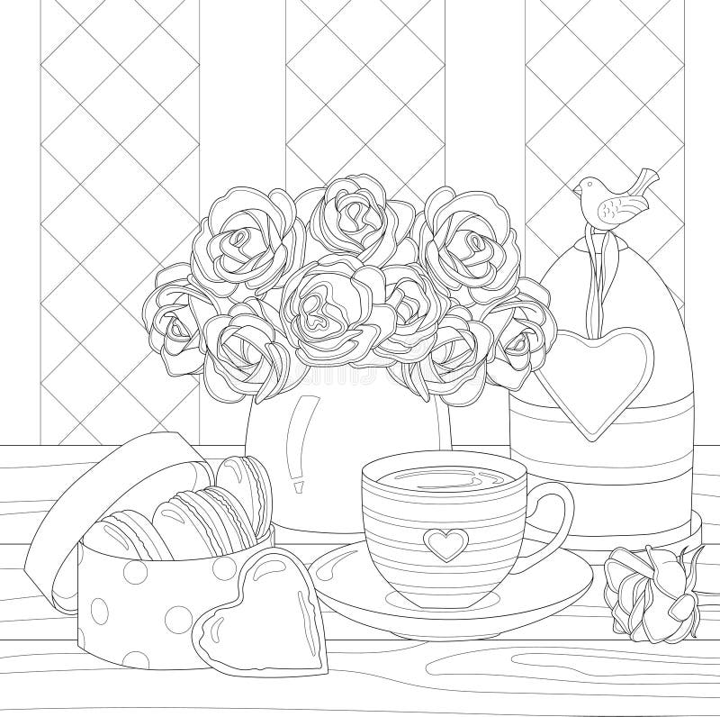 Rose flower vase coloring stock illustrations â rose flower vase coloring stock illustrations vectors clipart