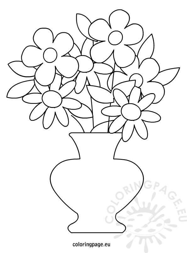 Flowers pot coloring page