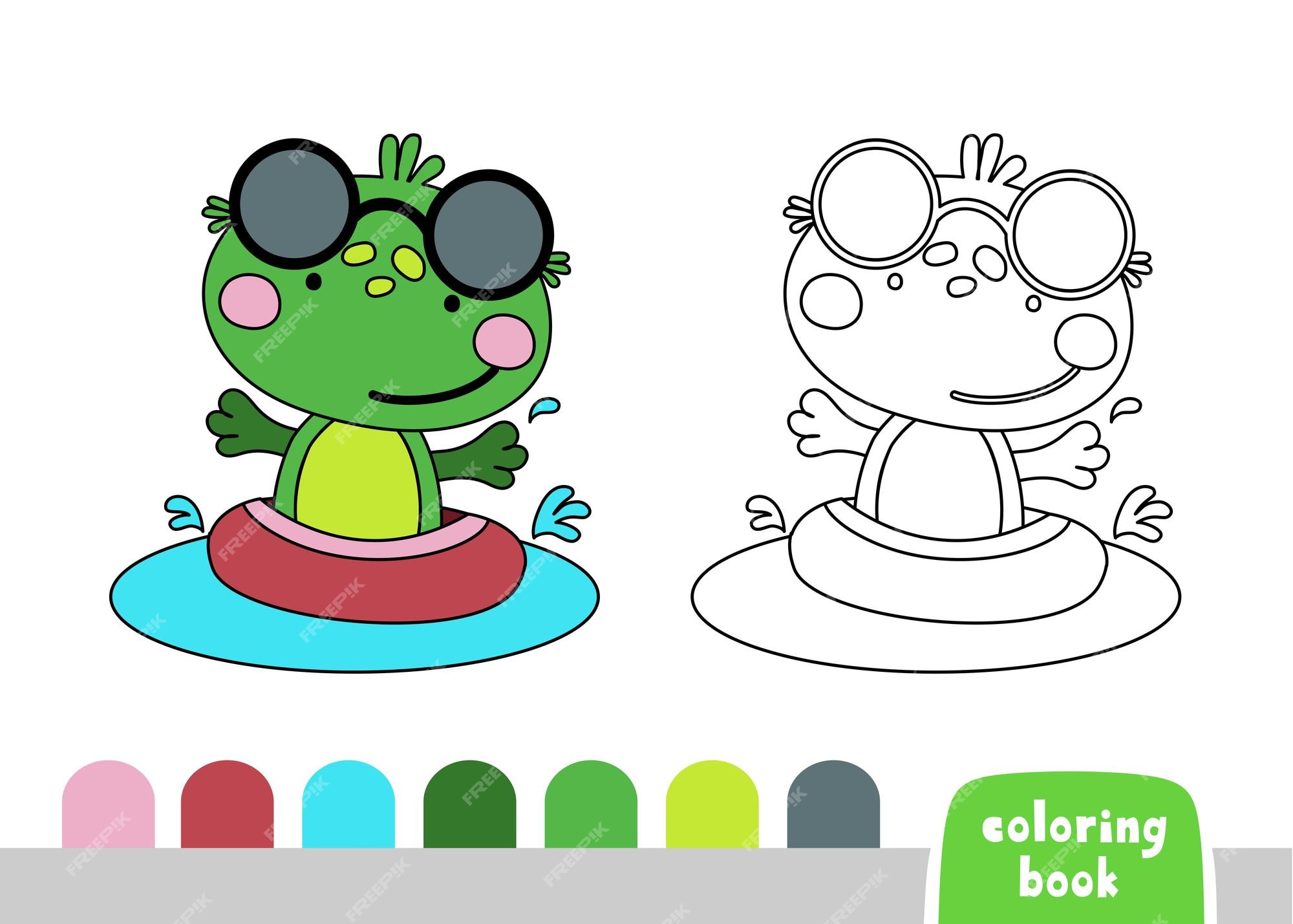 Premium vector cute frog coloring book for kids page for books magazines doodle vector template