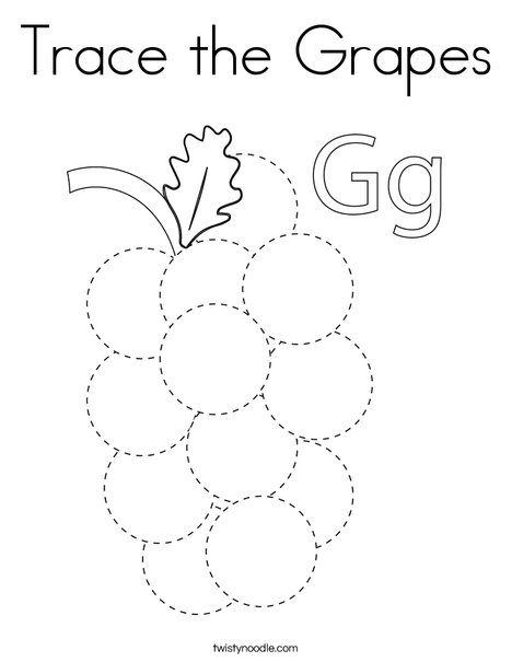 Trace the grapes coloring page