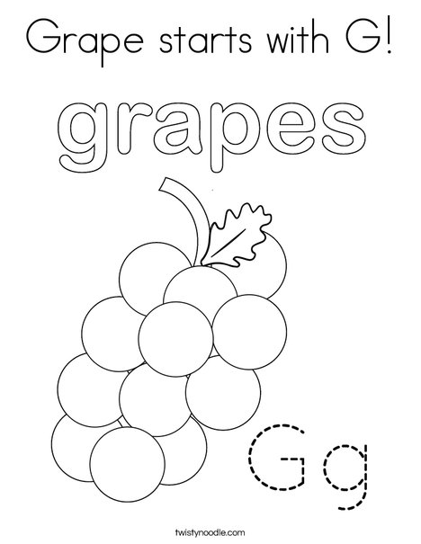 Grape starts with g coloring page