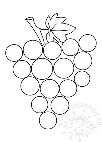 Grape with vine leaf template coloring page