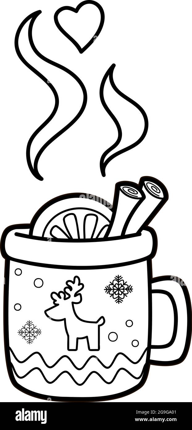 Christmas coloring book or page for kids cup black and white vector illustration stock vector image art