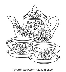 Tea coloring page images stock photos d objects vectors