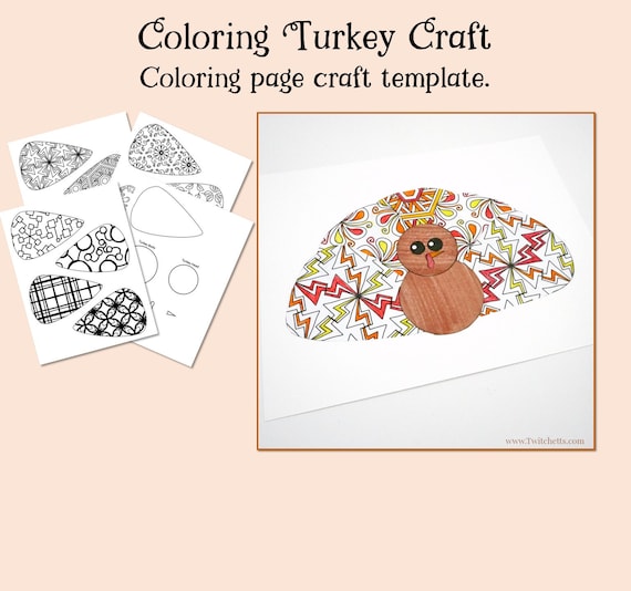 Turkey printable craft thanksgiving printable turkey coloring page thanksgiving coloring activity coloring kit printable craft kit