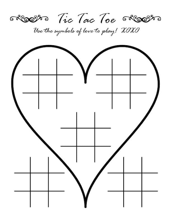 Tic tac toe wedding activity page