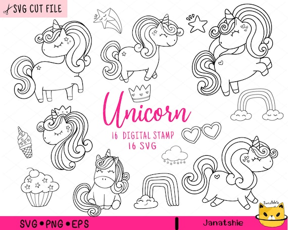 Unicorn outline svg baby unicorn clipart pony coloring