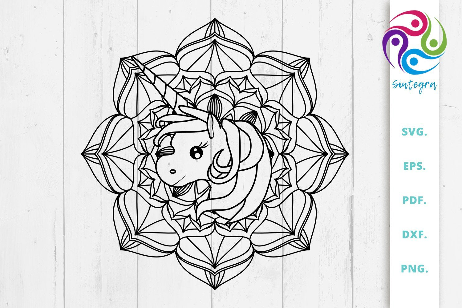 Mandala unicorn svg cut file