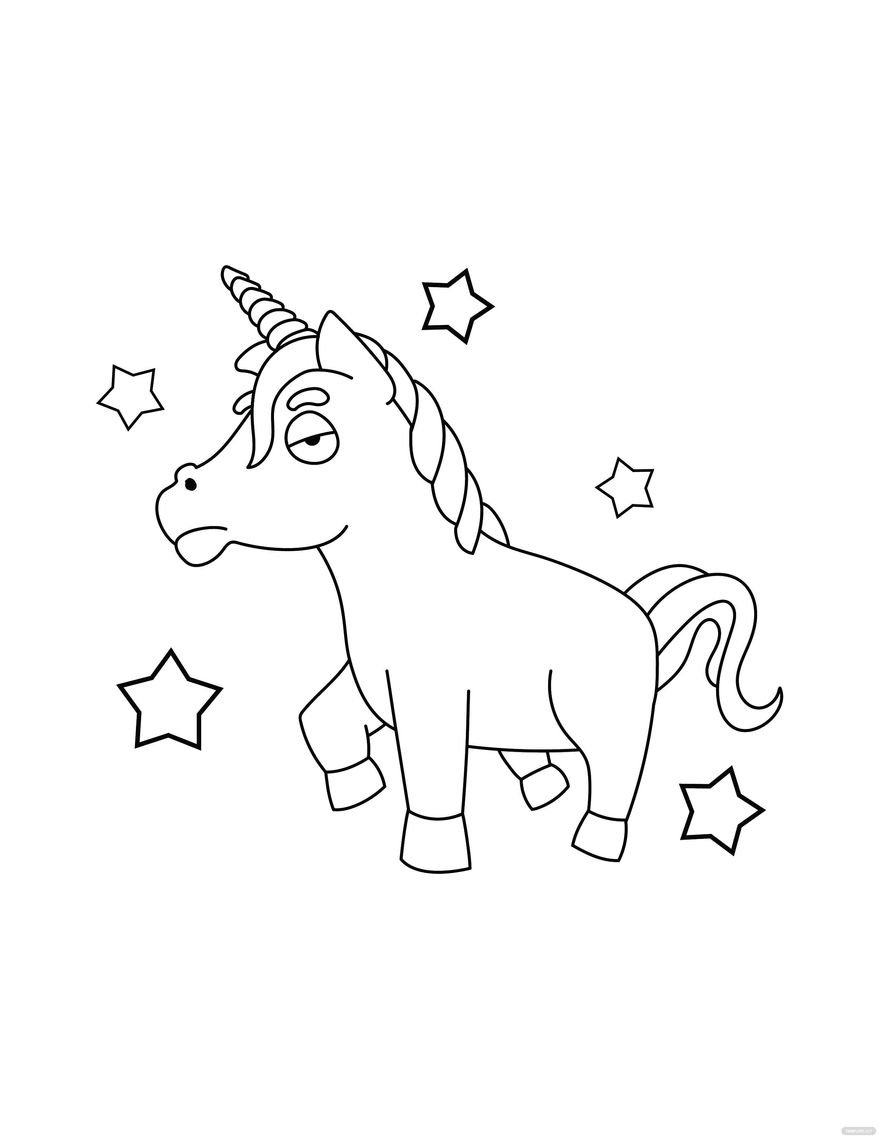 Free funny unicorn coloring page