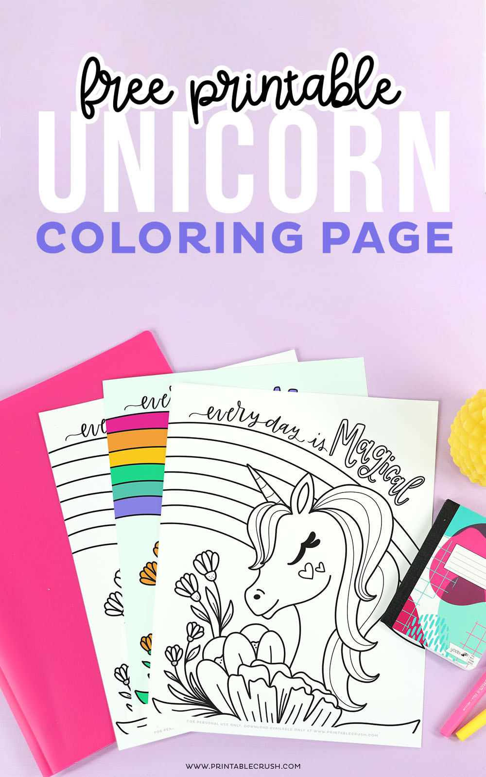 Free printable unicorn coloring page