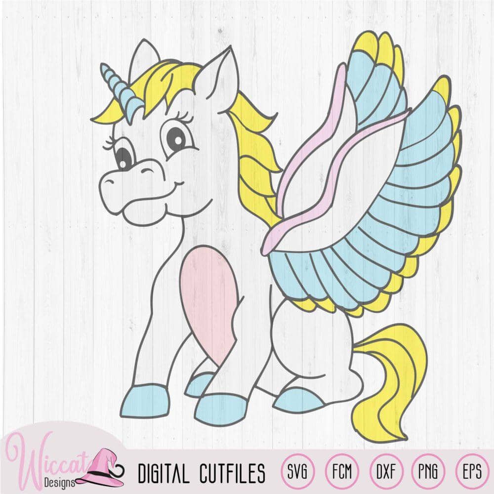 Unicorn with wings svg fcm svg dxf png file
