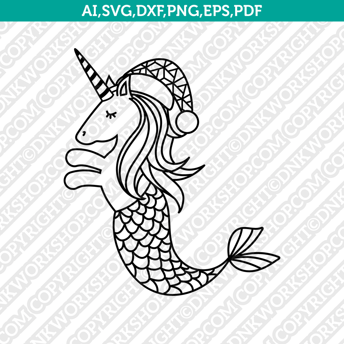 Mermicorn unicorn mermaid mythical svg cricut cut file clipart png eps â