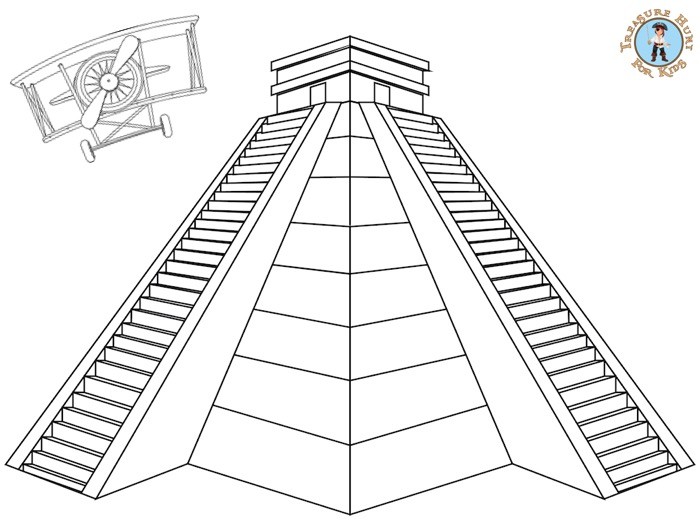 Inca temple coloring page