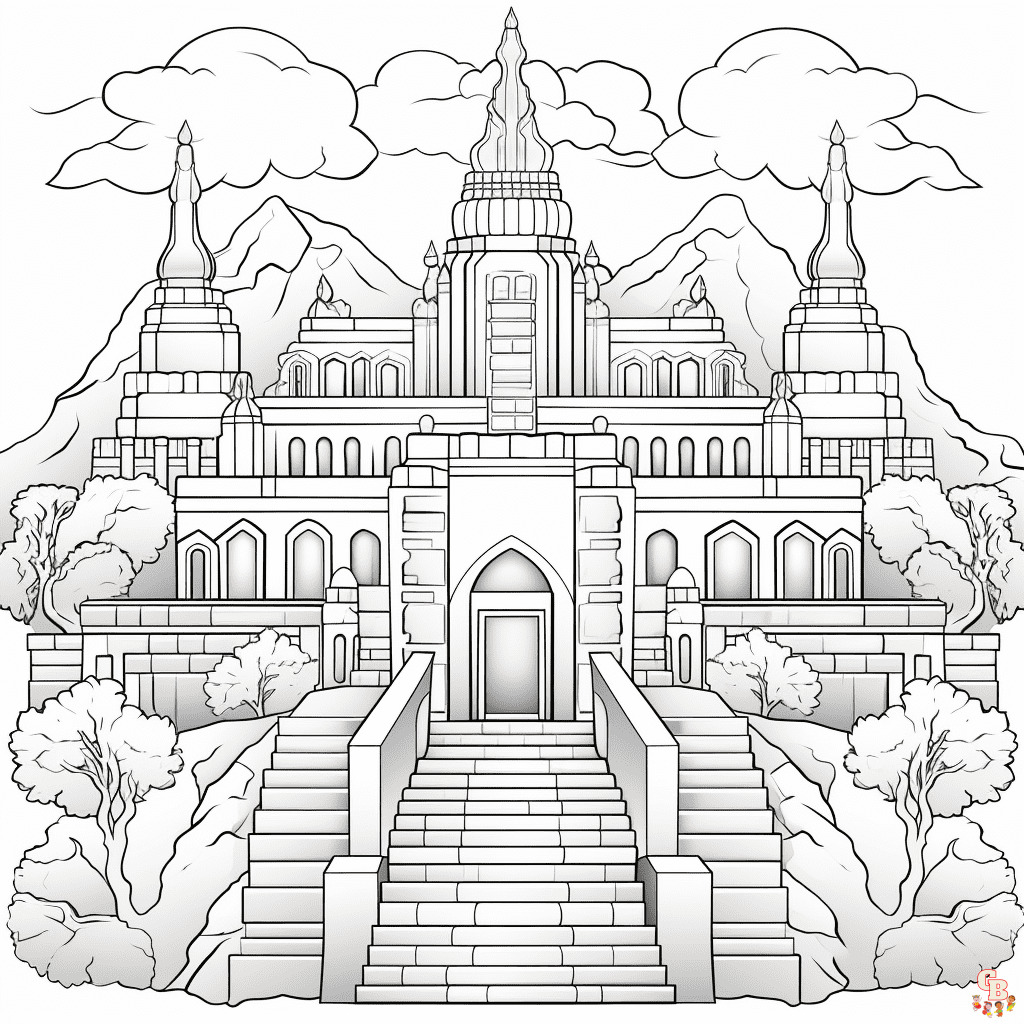 Printable temple coloring pages free for kids and adults