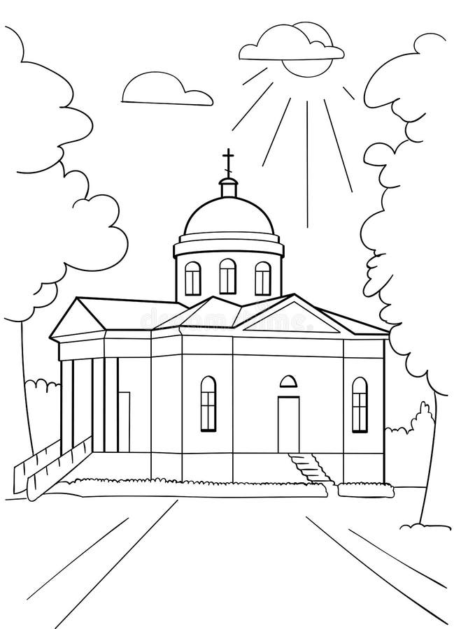 Orthodox church coloring pages stock vector