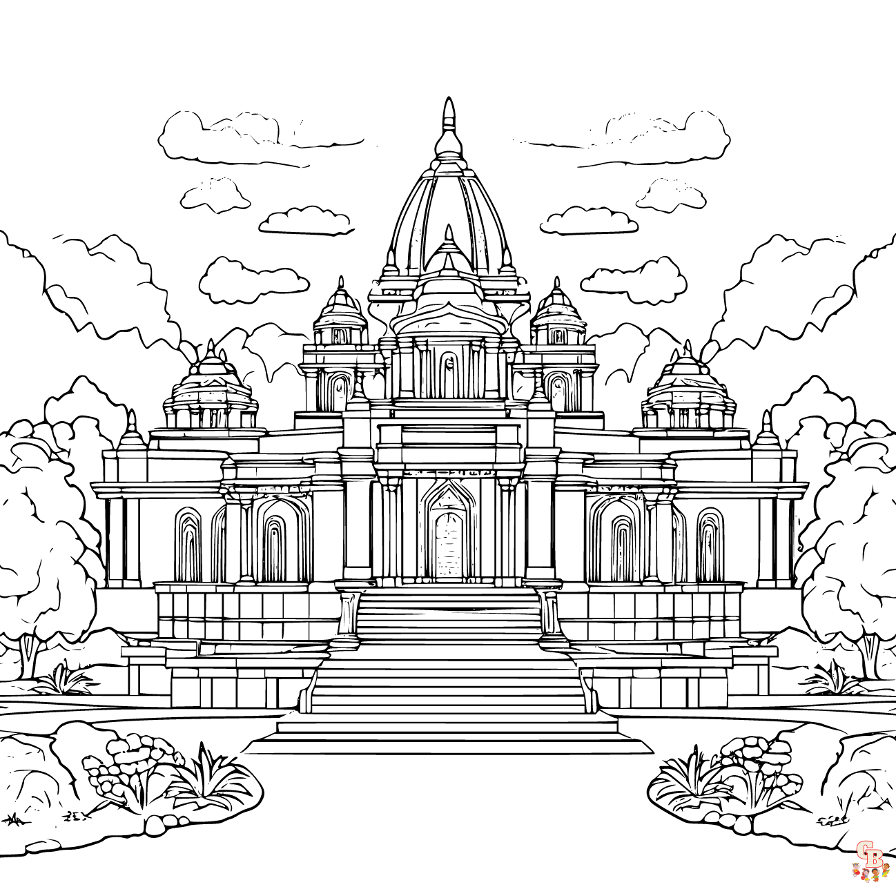 Printable temple coloring pages free for kids and adults