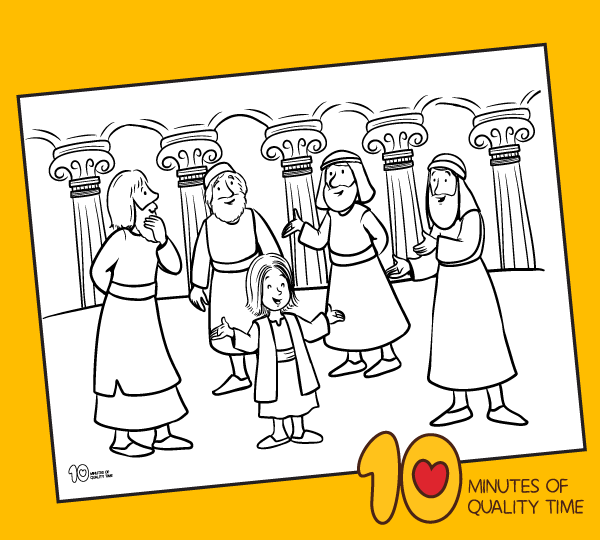 Finding in the temple coloring page â minutes of quality time