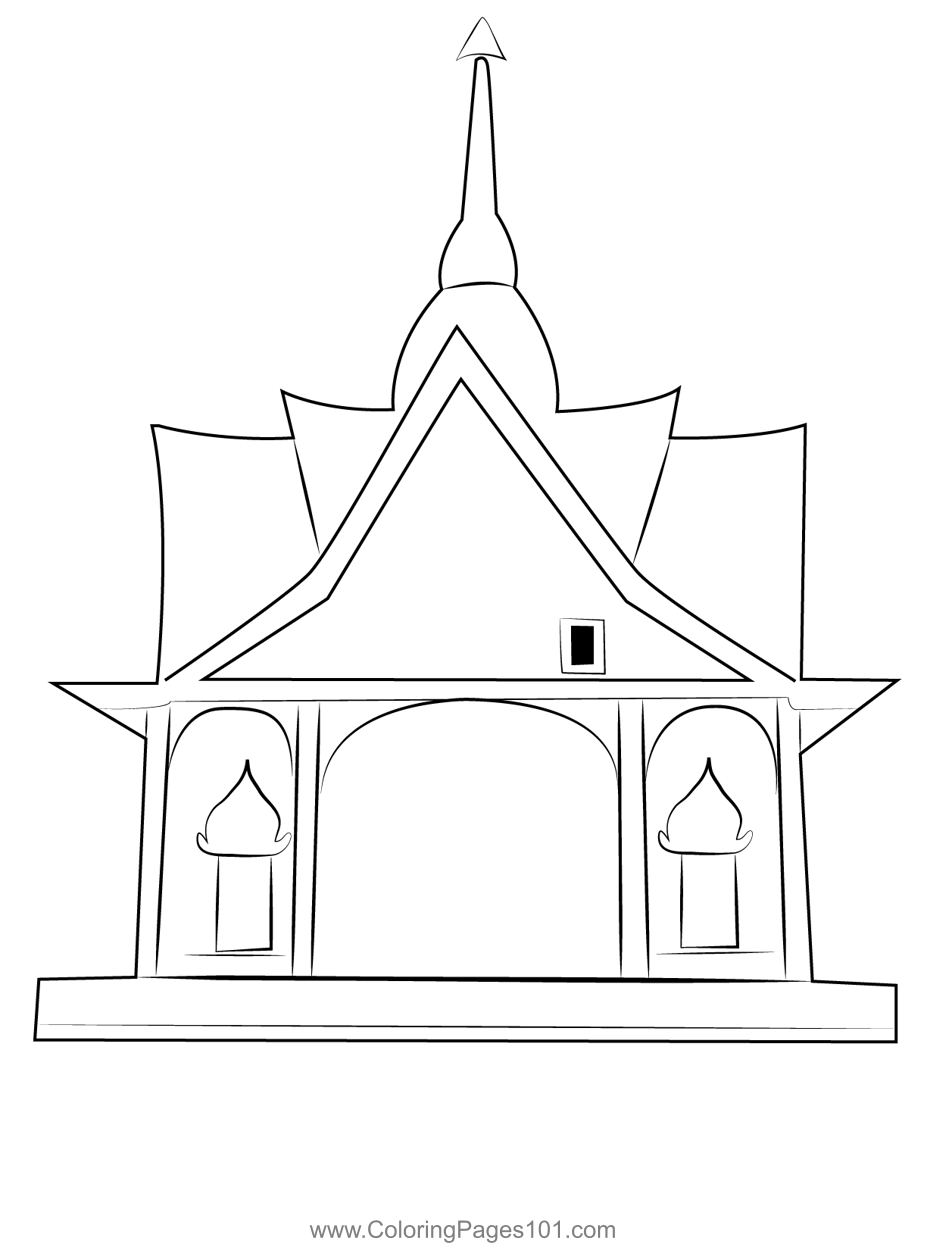 Thai temple coloring page for kids