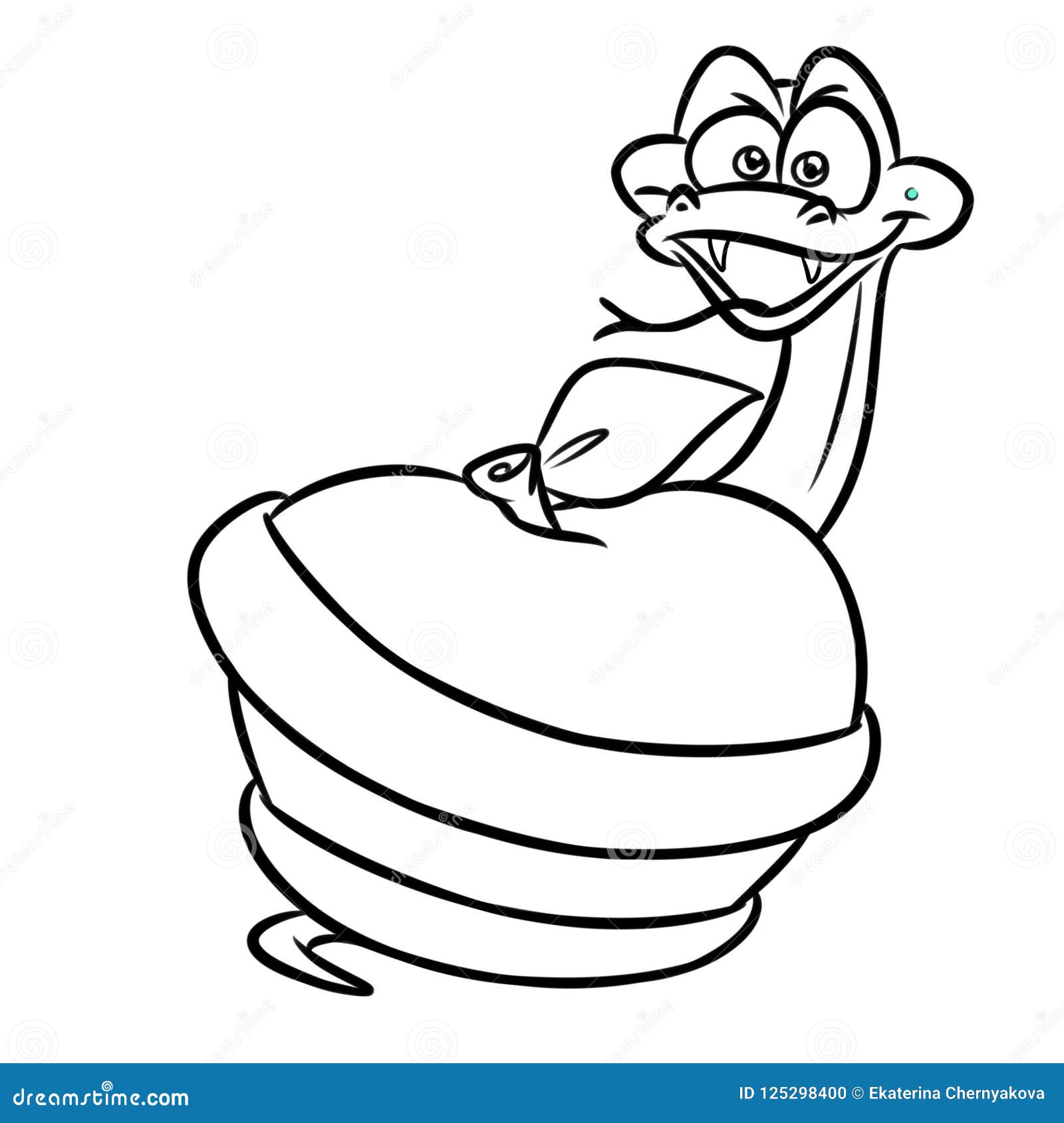 Apple snake sin temptation cartoon coloring page stock illustration