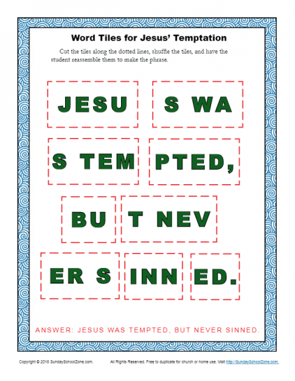 Jesus temptation bible activities