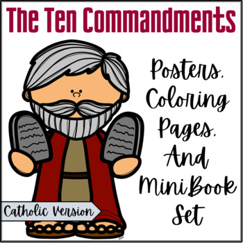 The ten mandments posters coloring pages and mini book set catholic