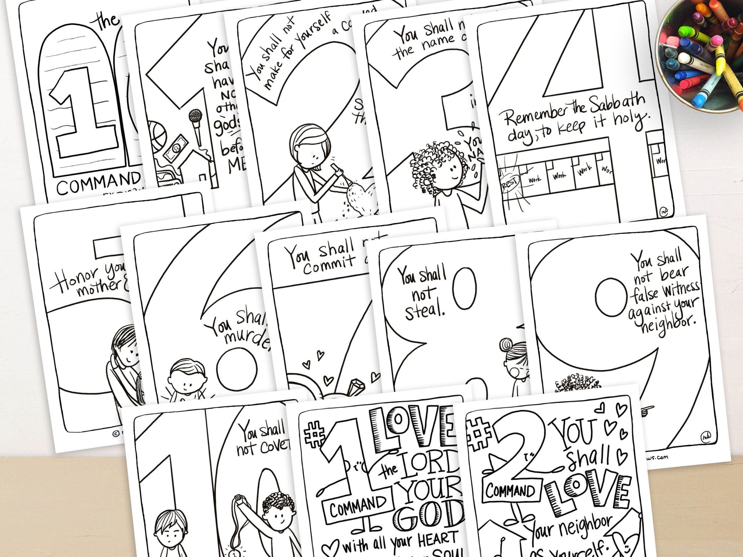 Printable bible verse full page coloring pages mandments