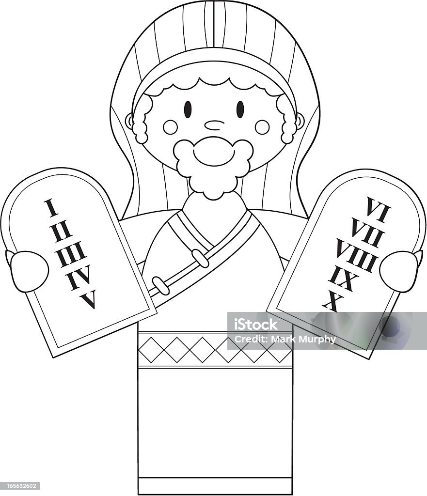 Colour in moses with the ten mandments stock illustration