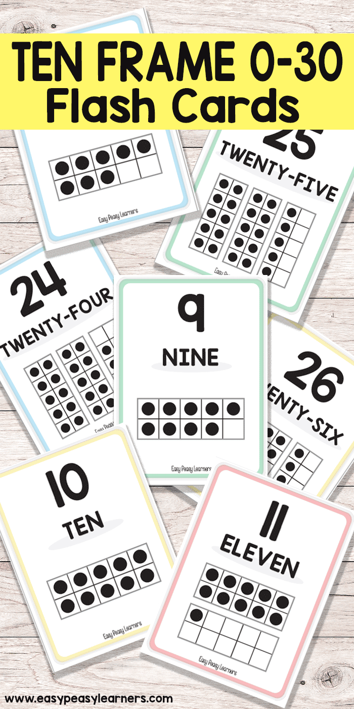 Printable ten frame flash cards