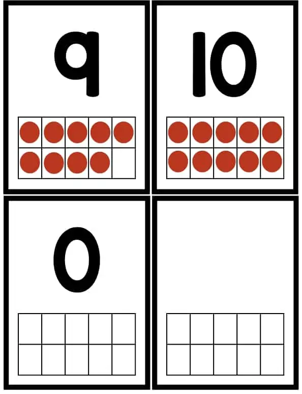 Numbers flashcards ten frame