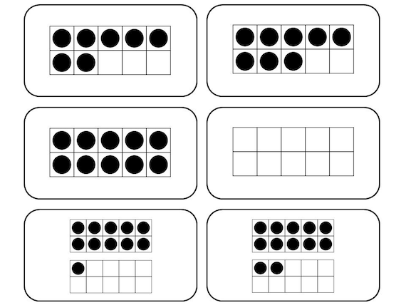 Printable ten frame counting mental math flash cards preschool thru second grade educational learning activity